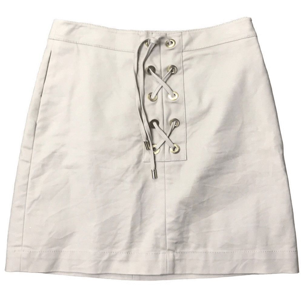 Michael Michael Kors Tan Lace-Up Mini Skirt Size 2 Y2K Corset Punk Mini Edgy Alt